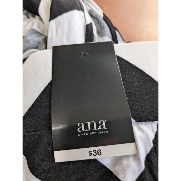 A.N.A  Knit Stretch Chevron Long Pencil Slit Skirt Black & White Large - Picture 10 of 11